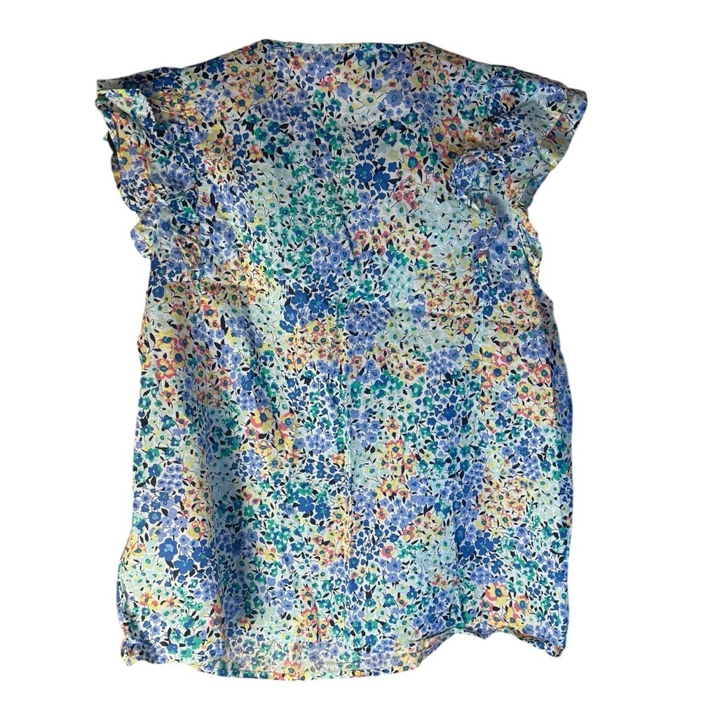J.Crew Flutter Sleeve Delicate Floral Blouse Top Blue Medium - Picture 4 of 8
